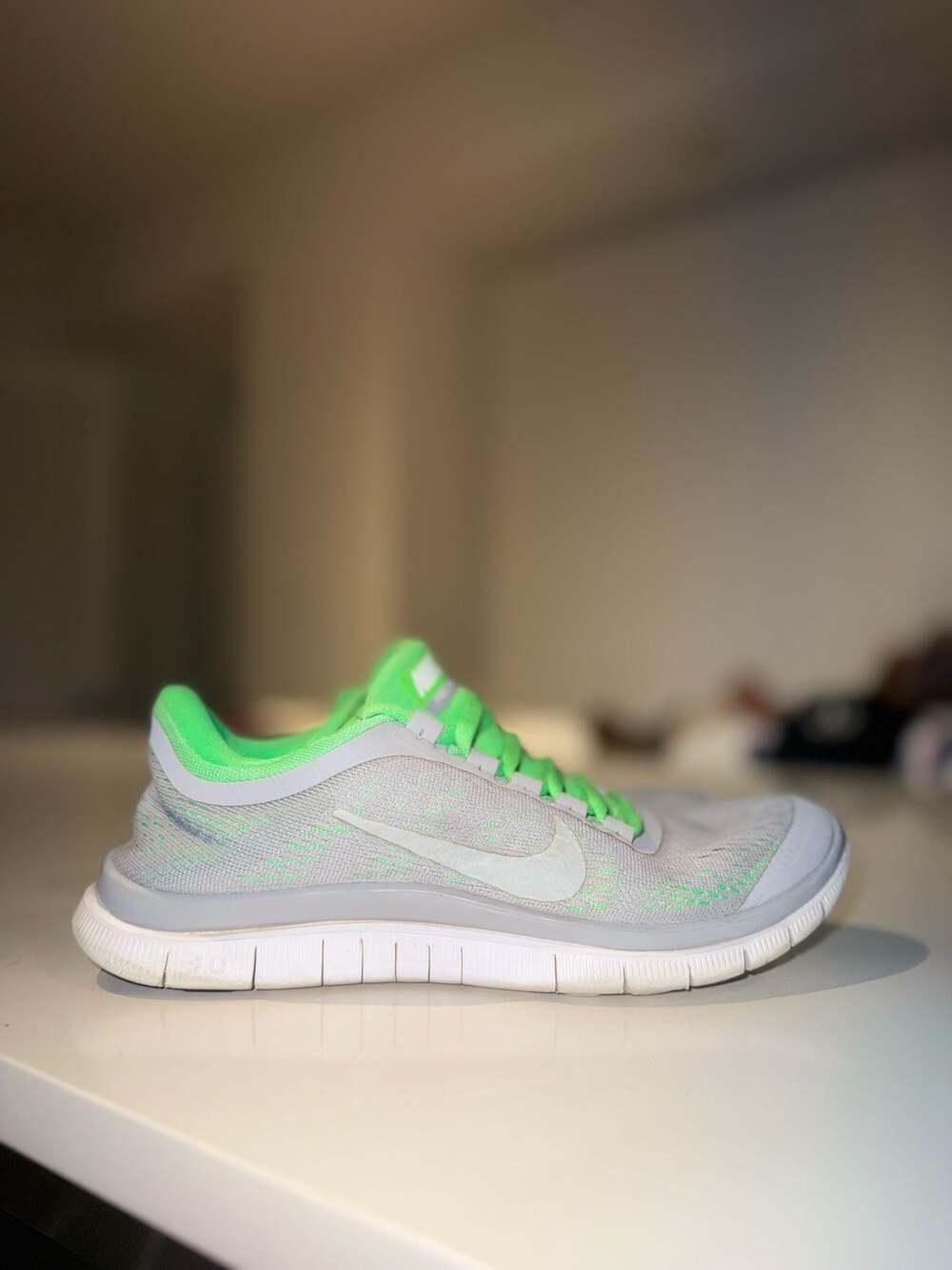 Nike Free 3.0 V5 Grey Neon Green Running Shoes Women's Size 7.5